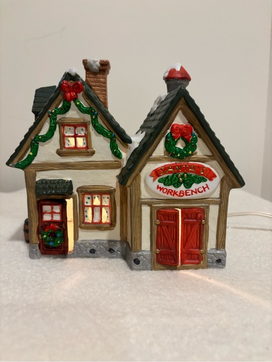 Other - Santa Workbench Lighted Christmas Cottage - Red & Green Holiday Decor